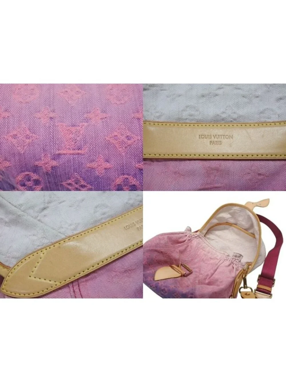 Louis Vuitton Shoulder Bag Monogram Denim Sunshine Pink White Gold